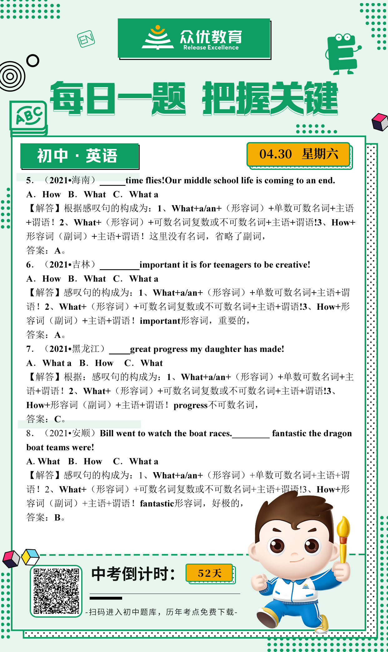 【初中英语】2021 · 考题集锦：考查感叹句型(图1)