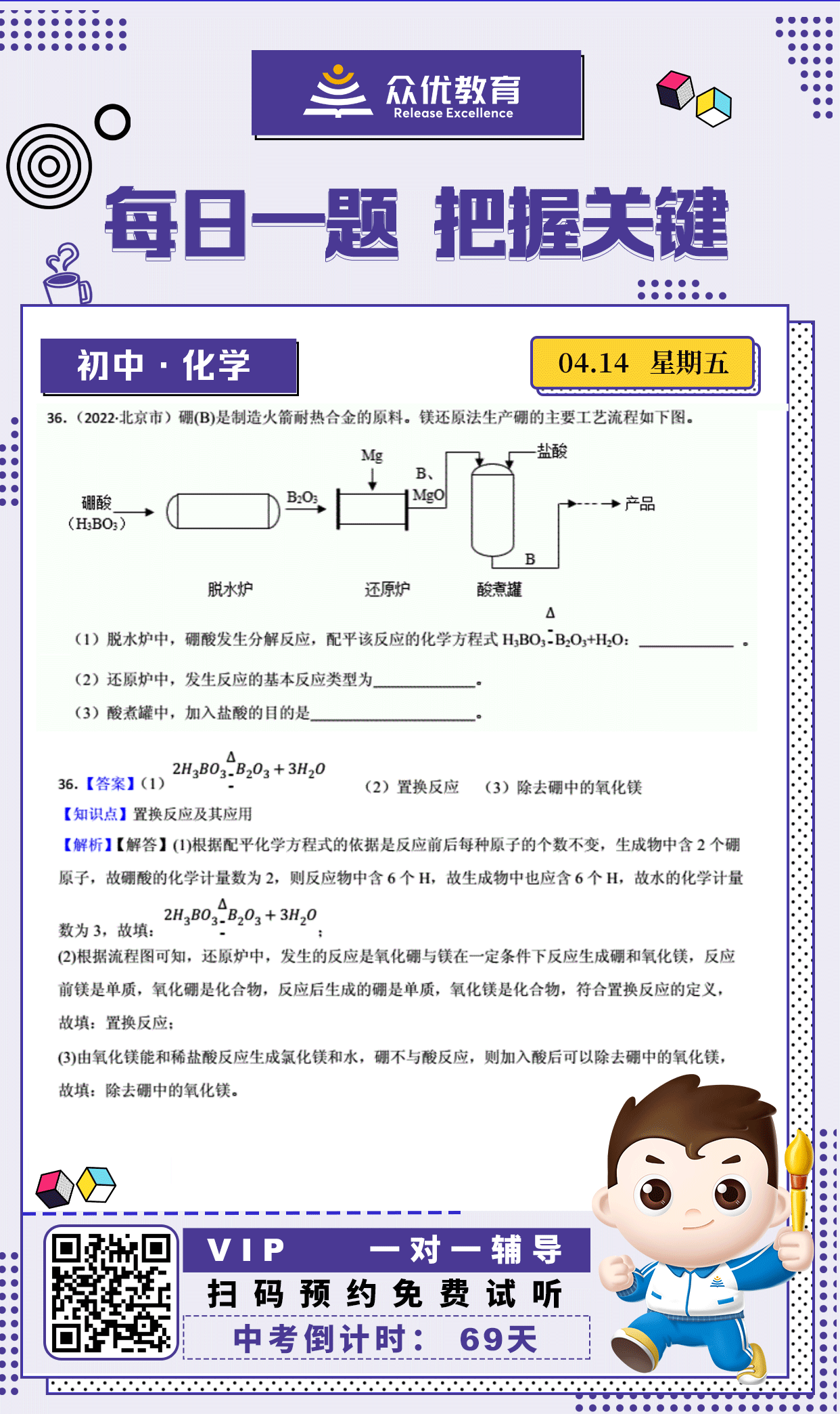 【中考倒计时·69天】化学专练：考查置换反应及其应用(图1)