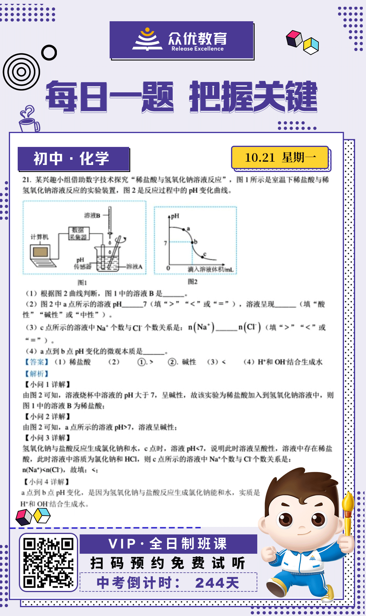 【初中化学 · 每日一练】：考查稀盐酸与氢氧化钠溶液反应的实验探究(图1)