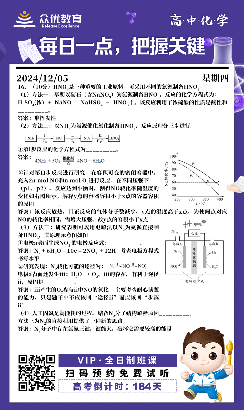 【高中化学 · 每日一练】：考查硝酸的制备方法(图1)