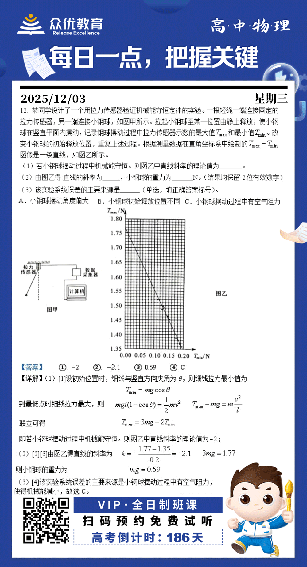【高中物理·每日一练】：考查机械能守恒定律、向心力公式、图像的处理、机械能守恒条件的理解(图1)